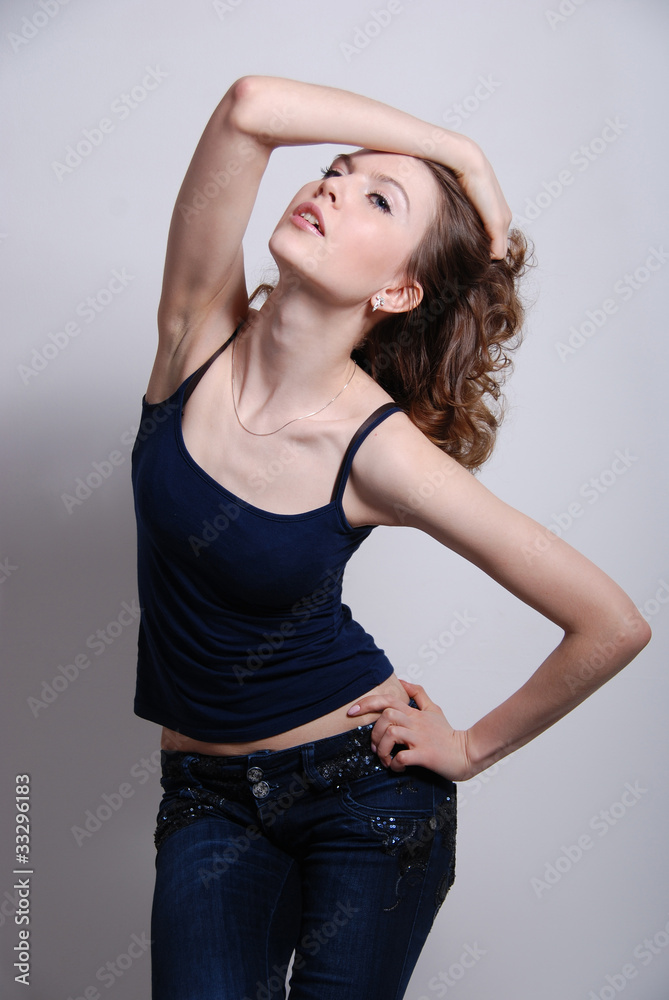 Photo of a fashion of the young harmonious woman in a fashionabl Photo of a fashion of the young harmonious woman in a fashionabl