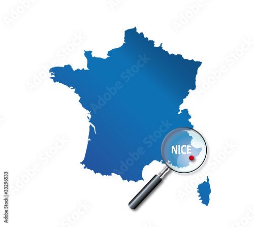 Nice : Localisation sur carte de France - département des Alpes-