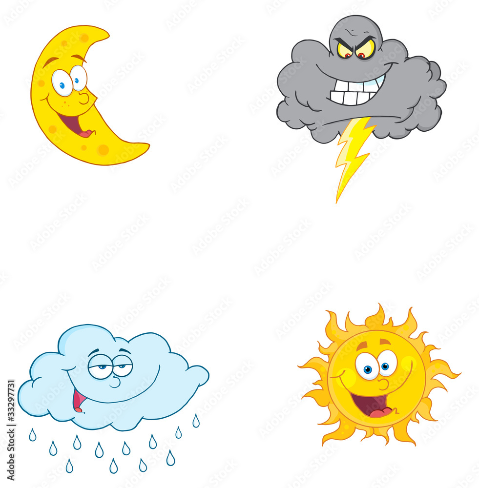 Four Weather Symbols-Vector Collection Four Weather Symbols-Vector Collection