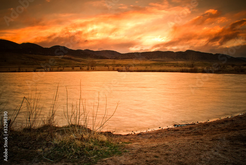Sunset along lake Chatfield