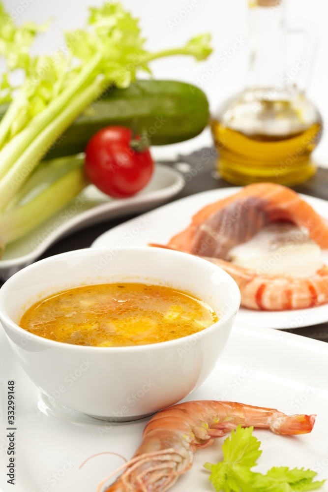 Vegetable soup with shrimps Vegetable soup with shrimps