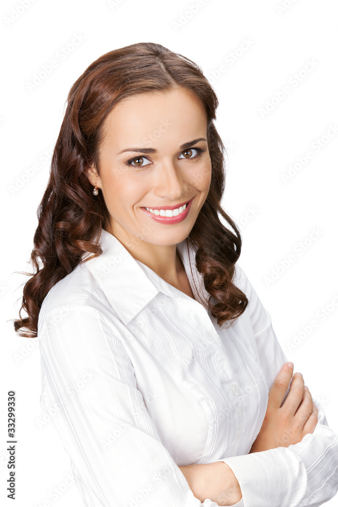 Portrait of happy smiling business woman, isolated on white Portrait of happy smiling business woman, isolated on white