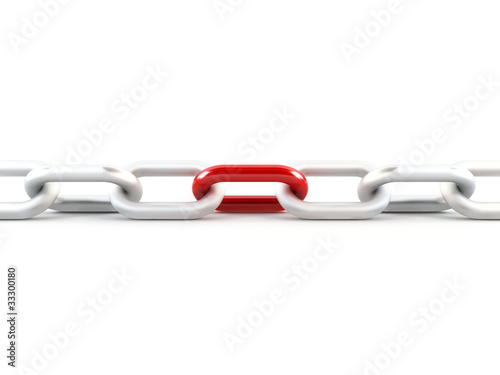 Metal chain with one red link
