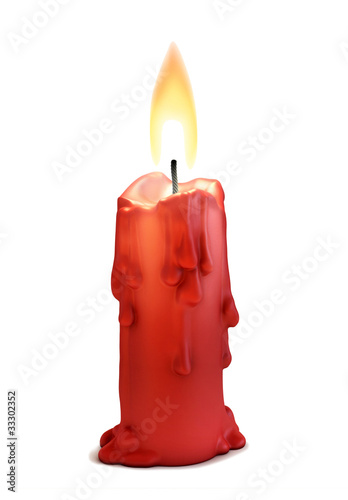 burning candle isolated over white