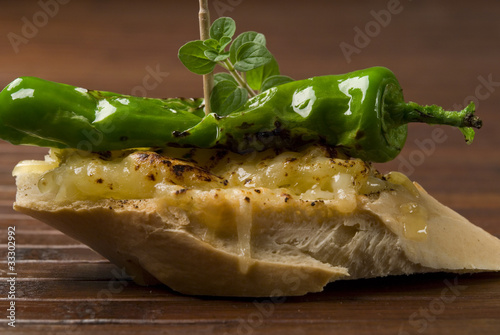 Foto tapa de queso y pimiento