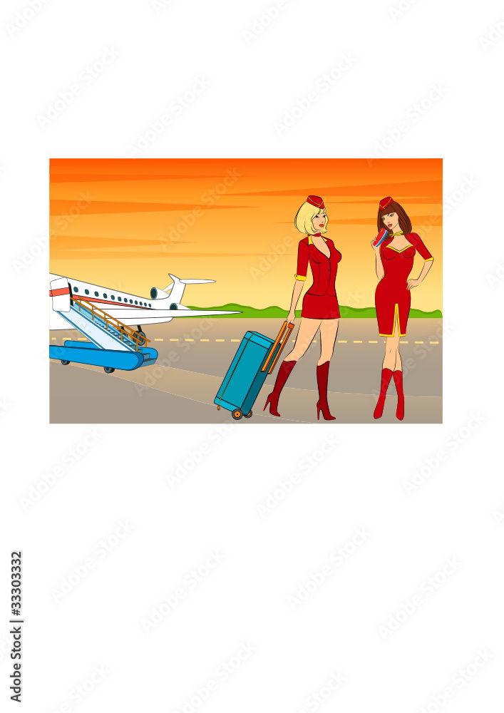 Beautiful stewardess. Vector illustration Beautiful stewardess. Vector illustration