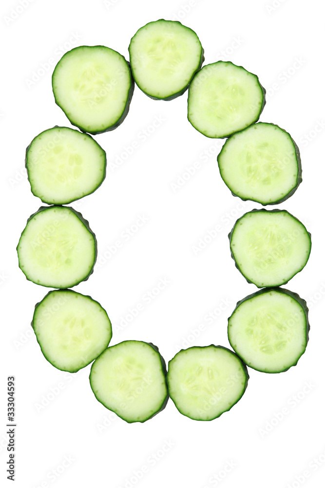 Vegetable Alphabet of chopped cucumber - letter O Vegetable Alphabet of chopped cucumber - letter O