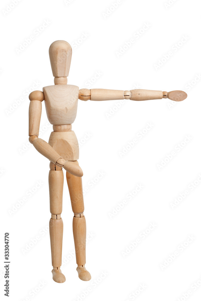 Wooden mannequin hand pointing right isolated on white Wooden mannequin hand pointing right isolated on white
