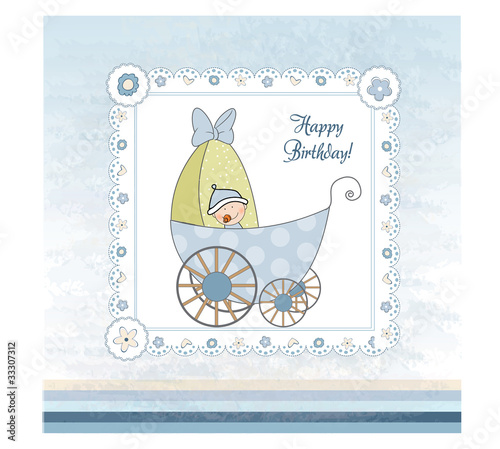 baby shower announcement card with pram
