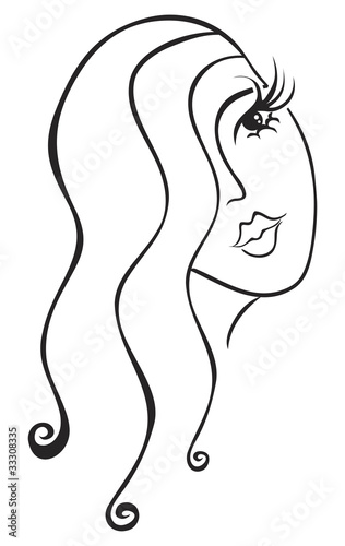 Illustration od woman face covered by hairs