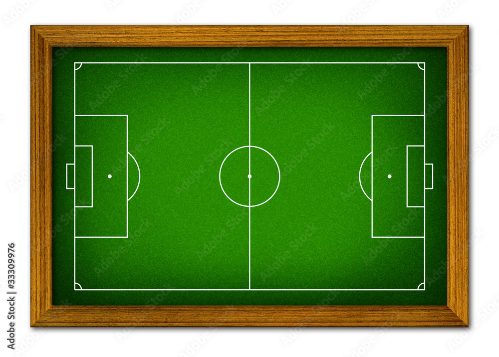 Fototapeta premium Soccer field in the wooden frame.