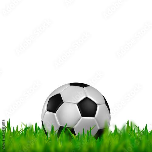 football in green grass on white background © kanate