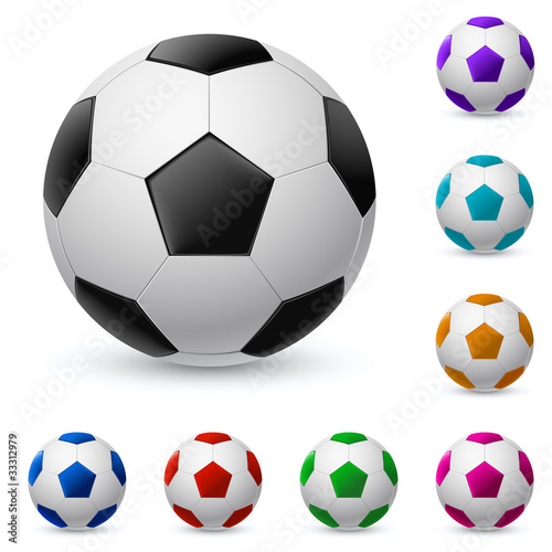 Realistic soccer ball in different colors