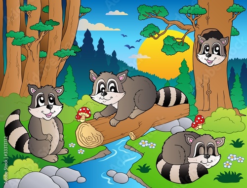 Forest scene with various animals 7