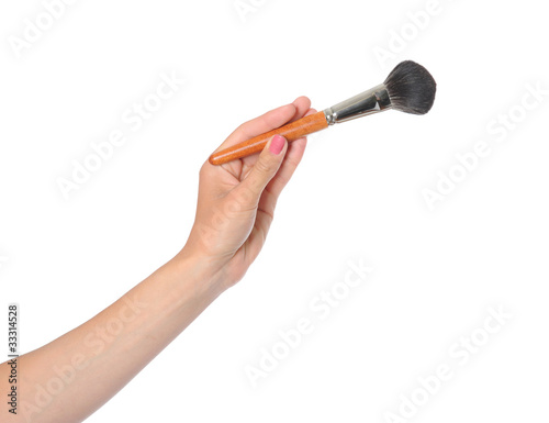 women hand with a black brush