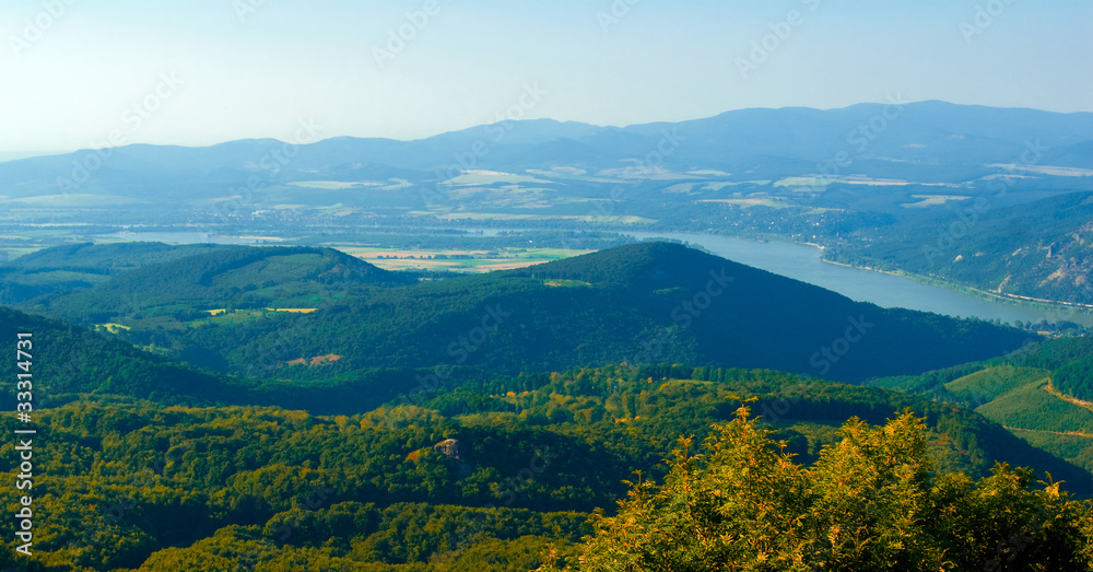 Obraz premium Landscape with hills and river (Esztergom)