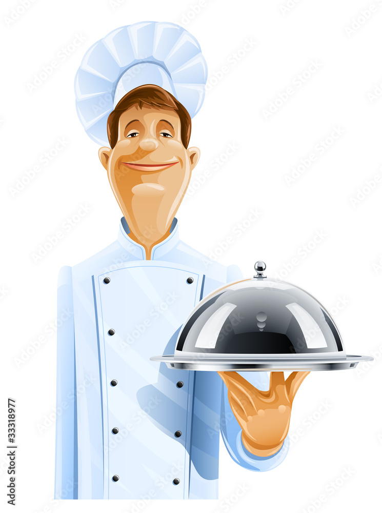 chef cook with tray and lid