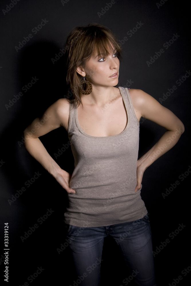 Portrait of a beautiful girl on black background Portrait of a beautiful girl on black background
