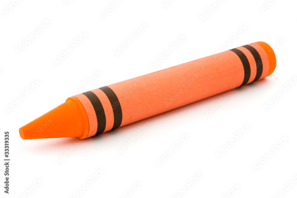 Obraz premium Single orange crayon isolated on white