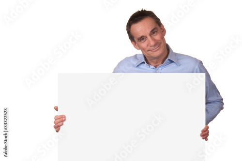 Attractive Man Holding Blank White Sign