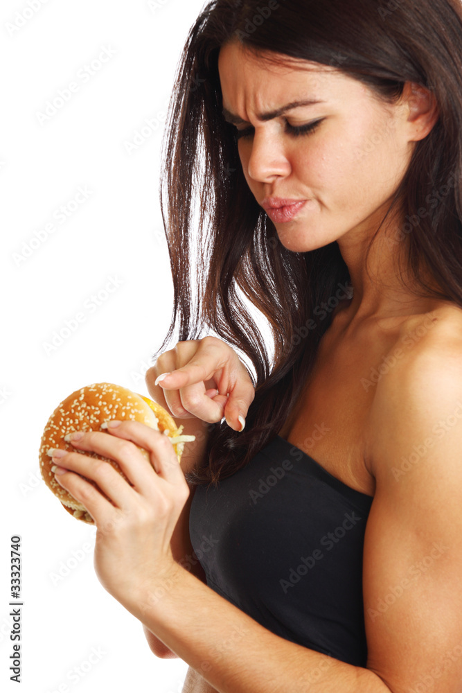 woman eat burger