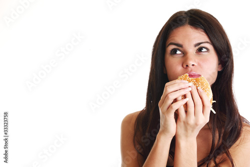 woman eat burger