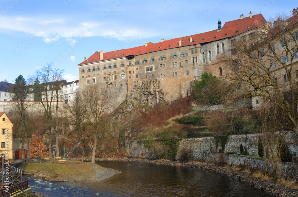 Cesky Krumlov Old Castle, Vltava river bank, Czech Republic