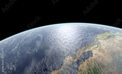 Fototapeta Naklejka Na Ścianę i Meble -  Close-up 3D rendering of Earth globe. Textures NASA.
