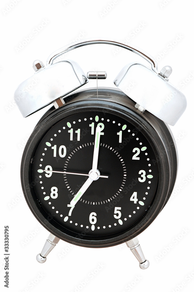 black alarm clock isolated on white black alarm clock isolated on white
