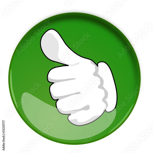 3d button in green, Thumb up