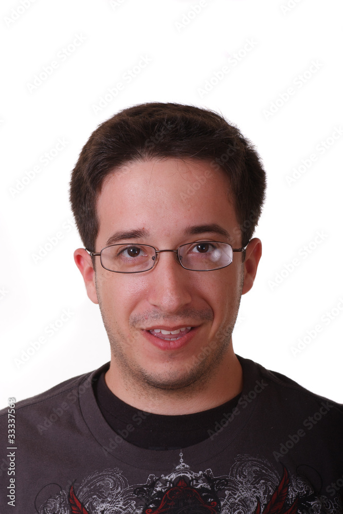 Young Man in Glasses Looking Left Young Man in Glasses Looking Left
