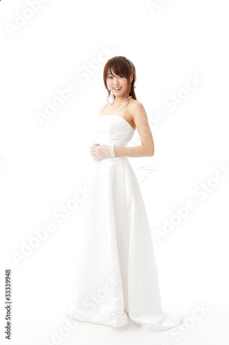 beautiful asian woman wearing wedding dress
