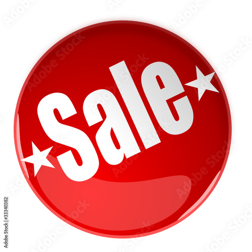 Red Sales button in a 3d style