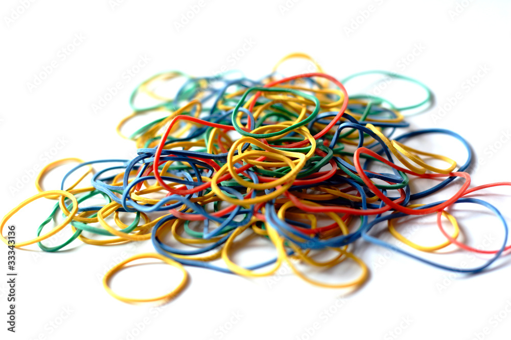 Colorful rubber bands on white background Colorful rubber bands on white background