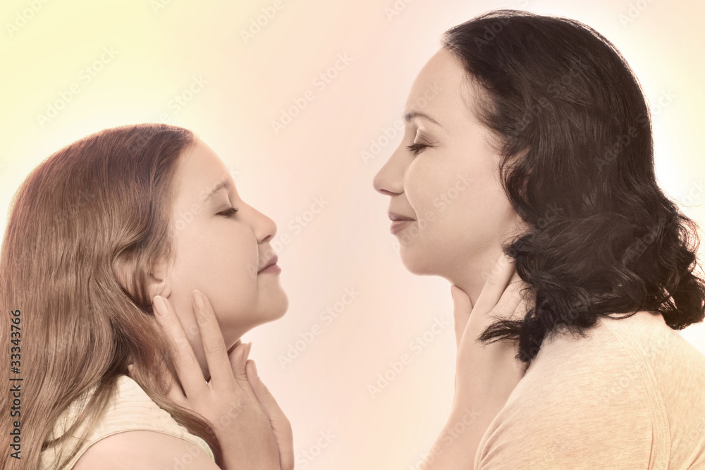 Mother and daughter in retro style