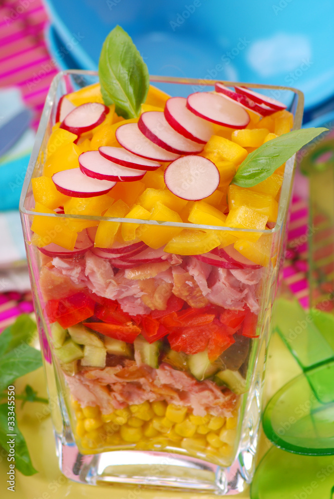 colorful salad with chicken and vegetables colorful salad with chicken and vegetables