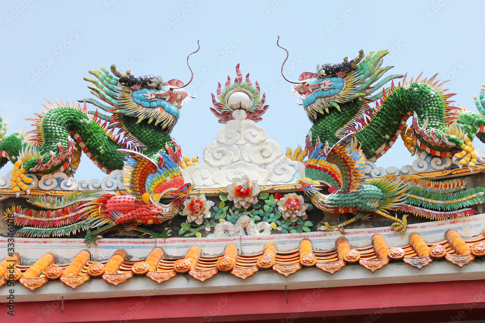 Obraz premium Chinese temple roof in Bangkok, Thailand.