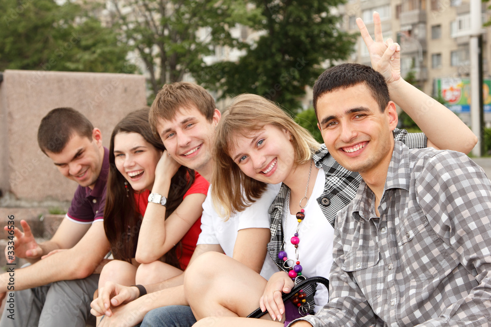 students happy friends group have fun