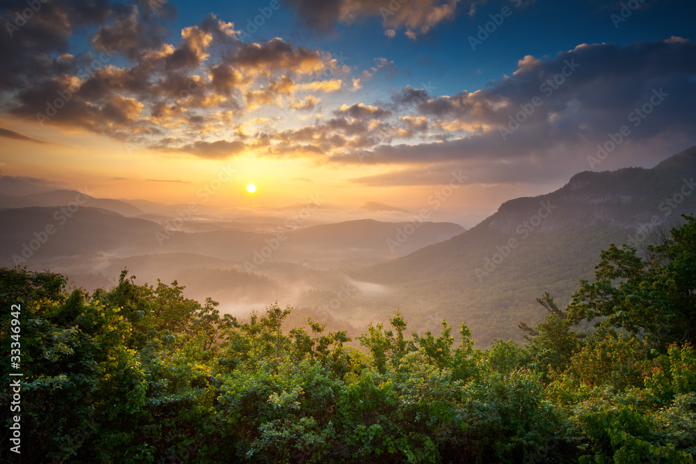 Fototapeta premium Sunrise Blue Ridge Mountains Scenic Nantahala NC Appalachians