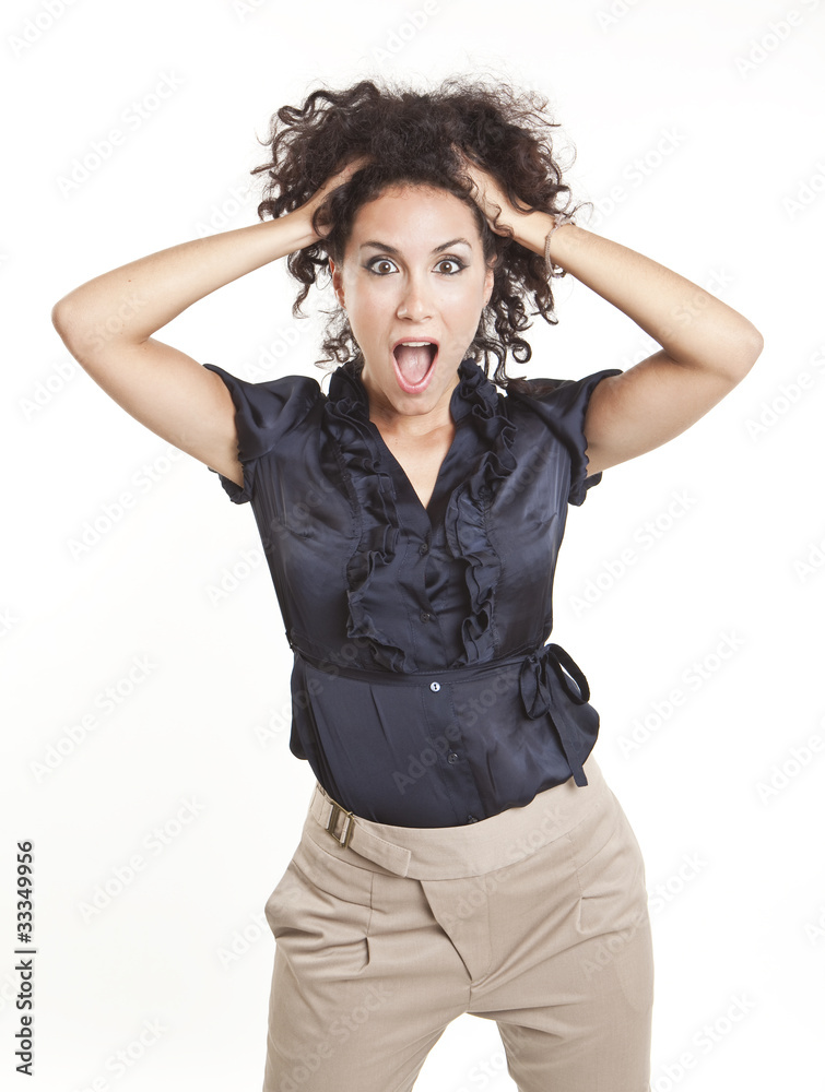 pretty brunette girl surprise face expression pretty brunette girl surprise face expression