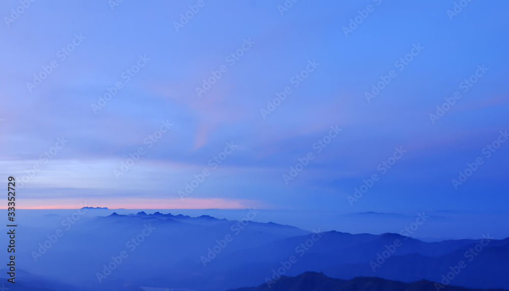 Morning Mist at Tropical Mountain Range, Chiangmai,Thailand