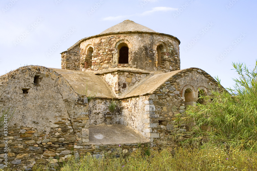 grèce; cyclades; naxos : église byzantine aghios mama