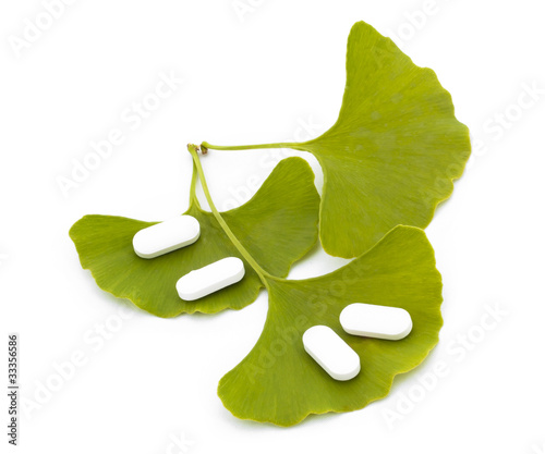 Ginkgo Biloba tree spirit and the medicine made ​​from it. photo