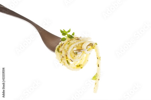 pasta with pesto.