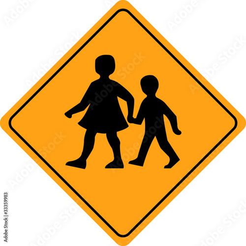 Children crossing school warning sign