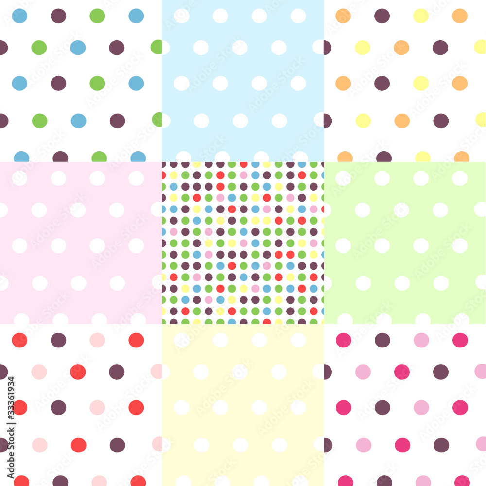seamless patterns, polka dot set
