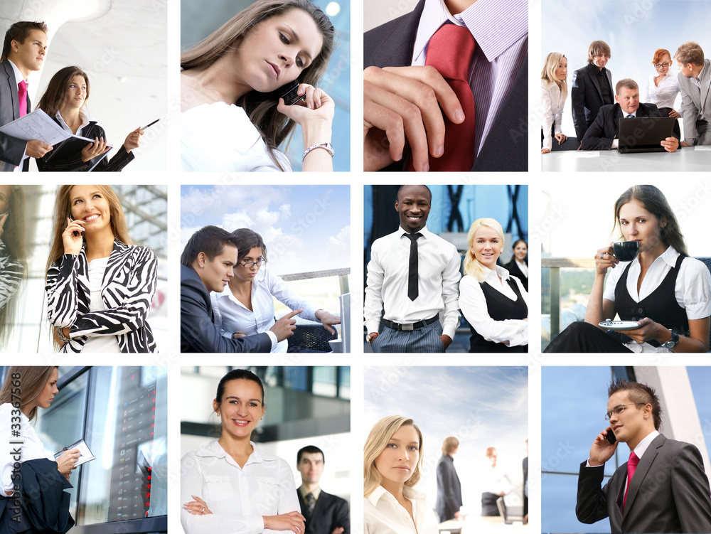 A business collage of images with young and smart people A business collage of images with young and smart people