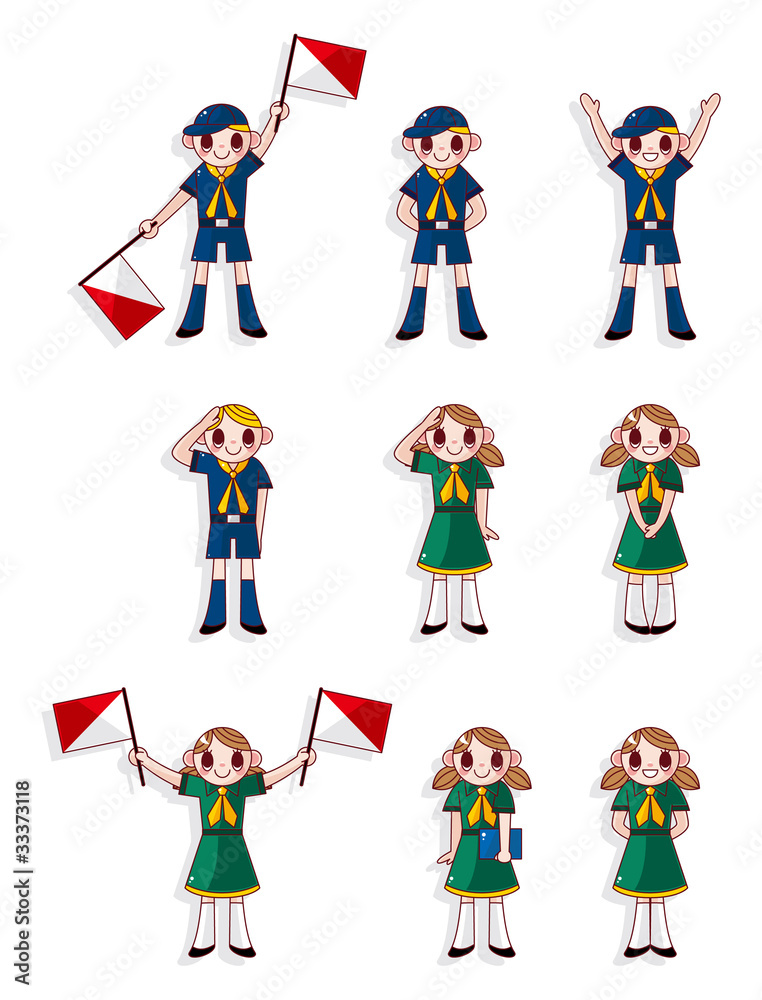 Fototapeta premium cartoon boy/girl scout icon set