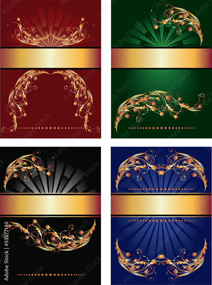 Set of backgrounds with golden ornament Set of backgrounds with golden ornament