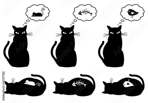hungry and bellyful cat, vector